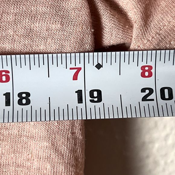 Gap Sz M Tall Linen Tee Short Sleeve T-Shirt Semi-Sheer Chalk Pink Sparkle - Picture 8 of 10